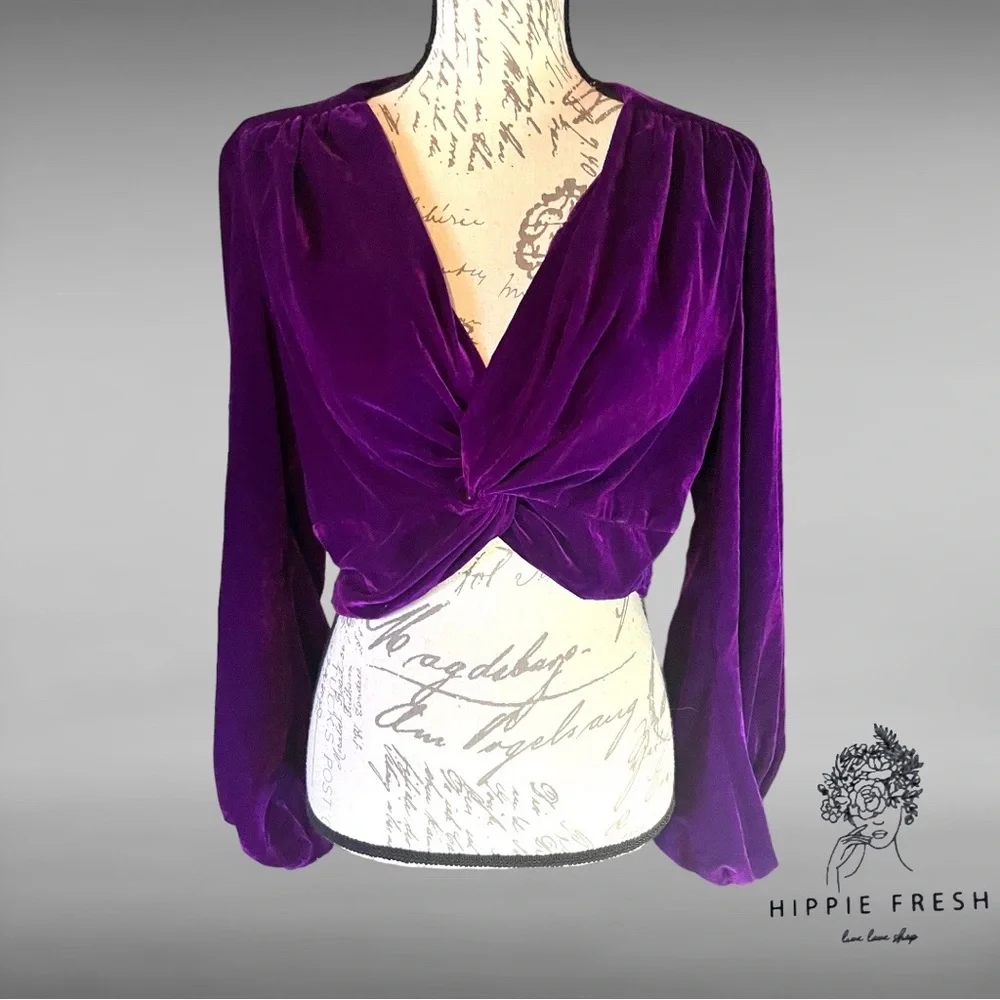 Zara Purple Velvet Blouse - Picture 2 of 8